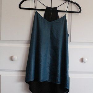 Reversible Shiny turquoise/black thin strap blouse